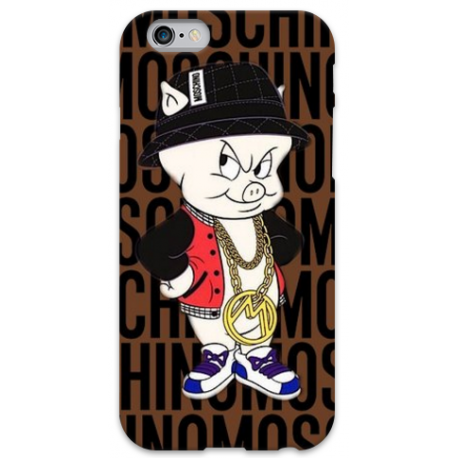 COVER TIPO MOSCHINO PORKY PIG per iPhone 3g/3gs 4/4s 5/5s/c 6/6s Plus iPod Touch 4/5/6 iPod nano 7