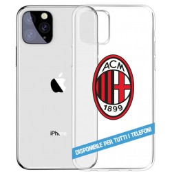 COVER TRASPARENTE MILAN LOGO per APPLE IPHONE SAMSUNG GALAXY HUAWEI ASUS LG OPPO SONY WIKO XIAOMI
