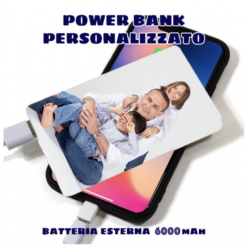 POWER BANK PERSONALIZZATO FOTO LOGO Batteria esterna 5000 mAh