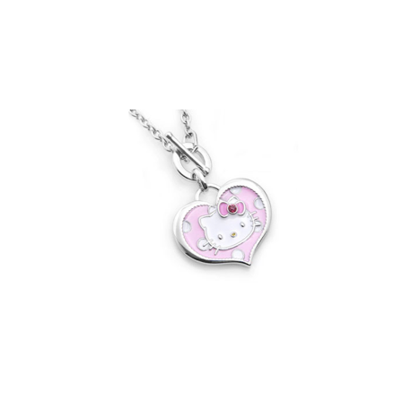 ANH-007 COLLANA CON CIONDOLO A CUORE ROSA SMALTATO HELLO KITTY JAPAN