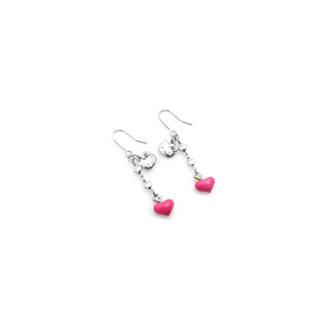 AEH-016 ORECCHINI PENDENTI KITTY E CUORE SMALTATO HELLO KITTY JAPAN