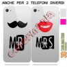 COVER DI COPPIA MR E MRS BAFFO E LABBRA per APPLE SAMSUNG HUAWEI LG SONY